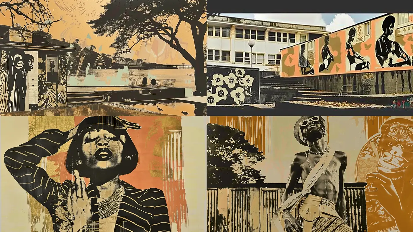 Sepia-Toned Retro Collage Aesthetic - Midjourney sref style