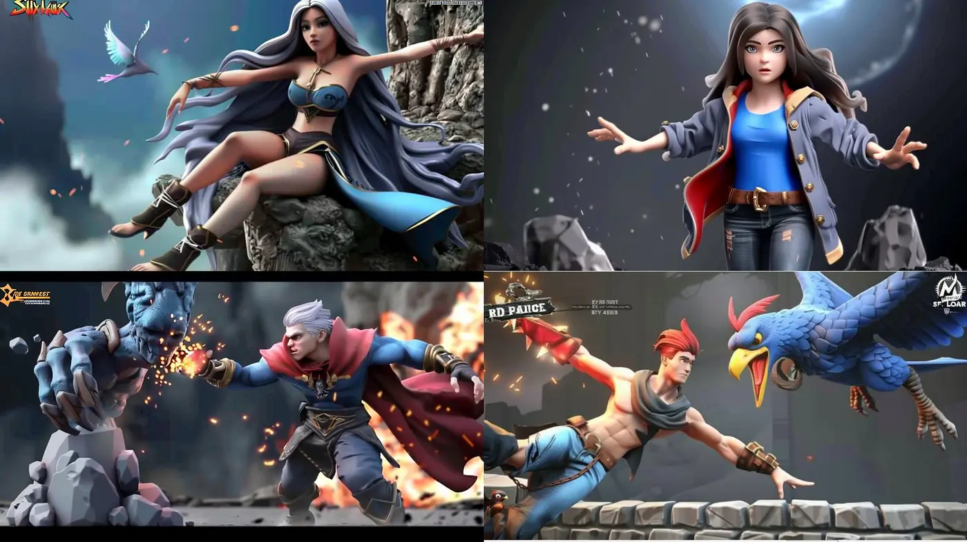 Dynamic Stylized Fantasy with a Cinematic Edge - Midjourney sref style