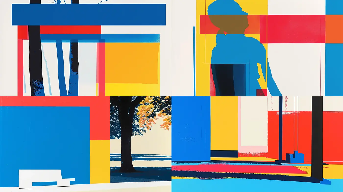 Geometric Elegance in Primary Colors: A Modern Homage to Cubism - Midjourney sref style