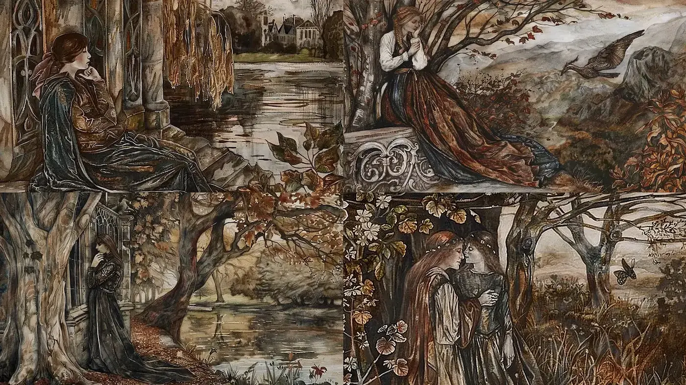 Elegant and Atmospheric Reflection of Nature and Emotion - Midjourney sref style