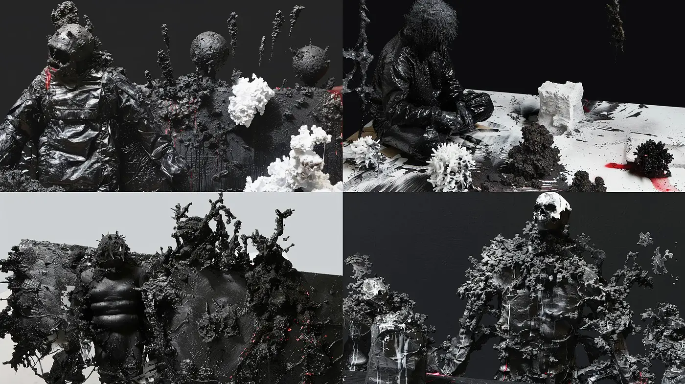 Monochromatic Textural Contrast in Abstract Composition - Midjourney sref style