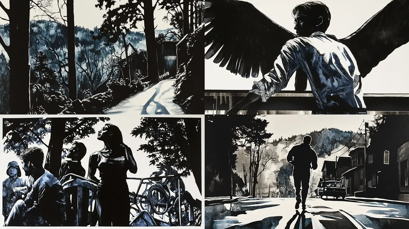 Monochromatic Nostalgia in Modern Ink - Midjourney sref style