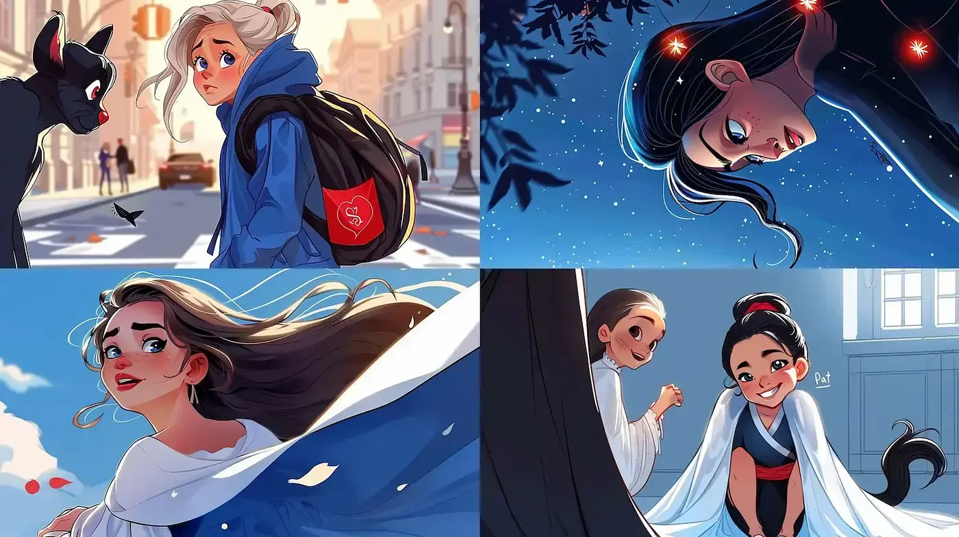Whimsical Illustrated Scenes with Playful Characters and Soft Textures - Midjourney sref style