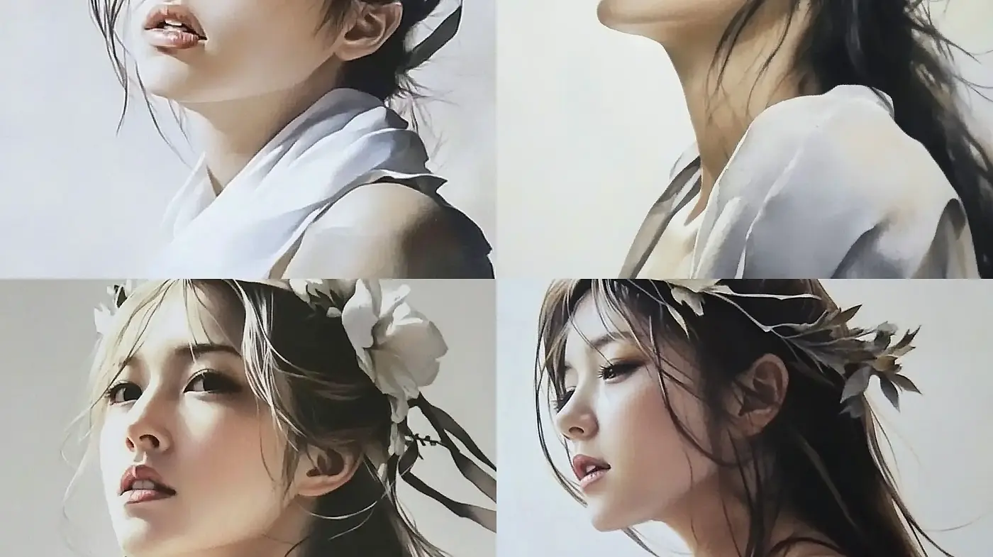 Ethereal Elegance in Monochromatic Grace - Midjourney sref style