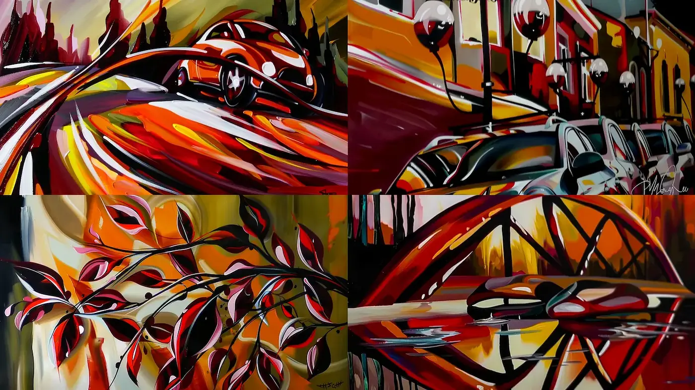 Dynamic and Vivid Abstract Expressionism with Bold Colors - Midjourney sref style