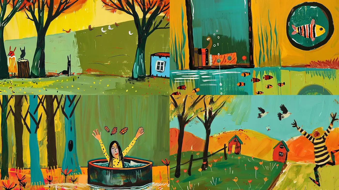Whimsical Brushwork and Vivid Palette: A Cross-Seasonal Interpretation in Paint - Midjourney sref style