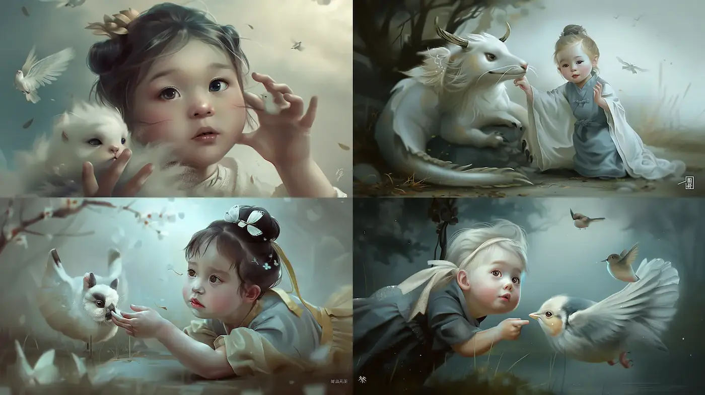 Soft ethereal fantasy portraits with a touch of whimsy and magic - Midjourney sref style