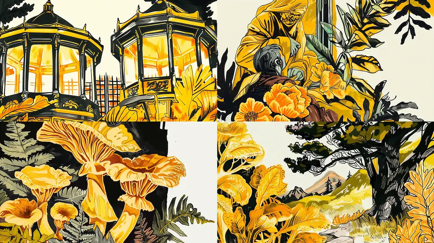Bold and Vibrant Nature Illustrations with Intricate Details - Midjourney sref style