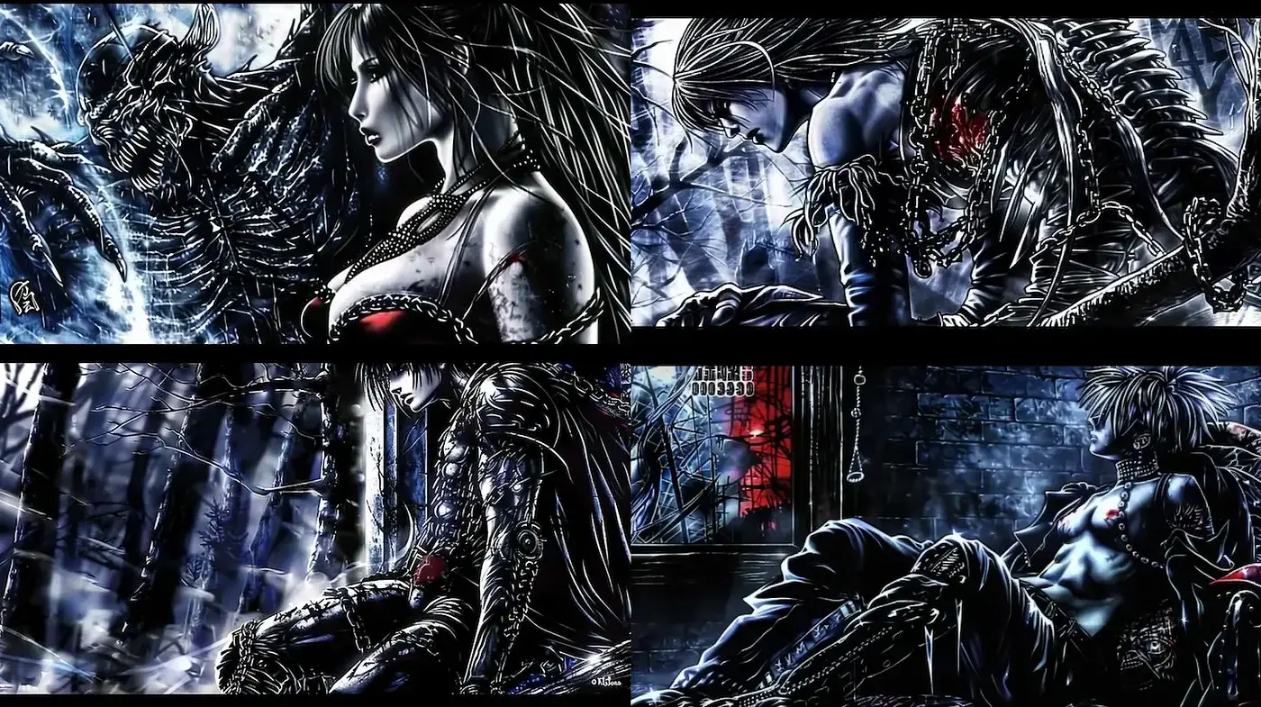 Gritty Cyberpunk Elegance with a Dark Anime Essence - Midjourney sref style