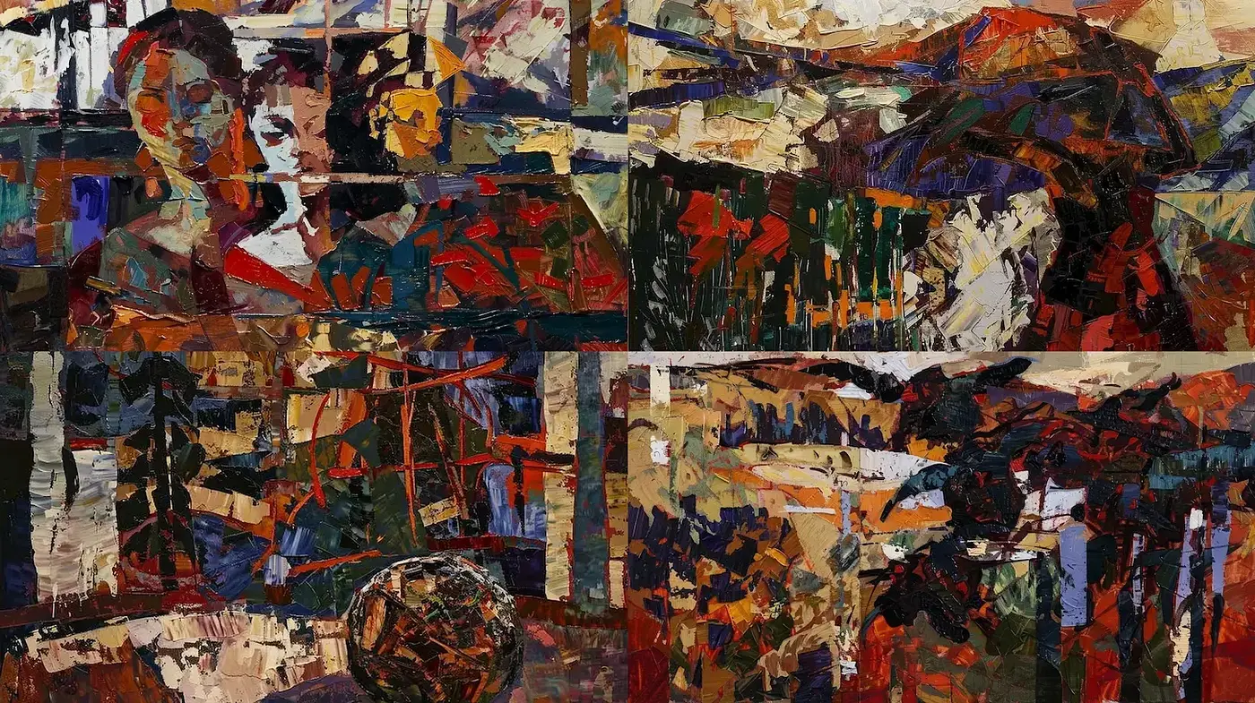 Dynamic and Textured Expressionism with a Warm Palette - Midjourney sref style