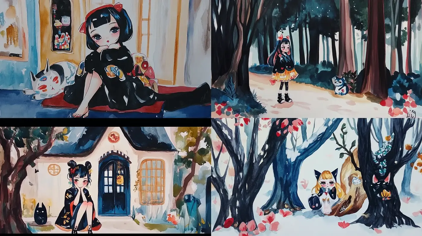 Whimsical Anime-Inspired Watercolor Wanderlust - Midjourney sref style