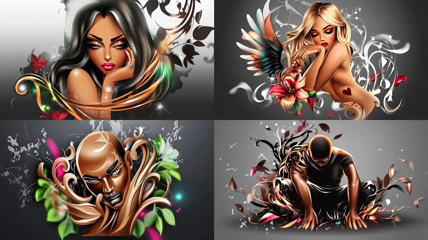 Surreal Elegance in Bloom: A Harmony of Flowing Lines and Vibrant Hues - Midjourney sref style