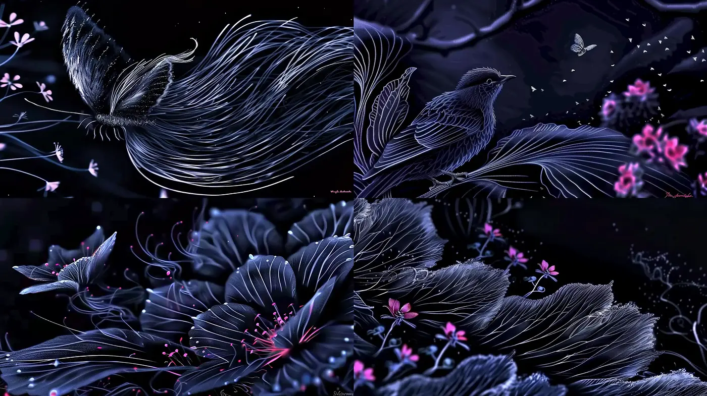 Nocturnal Blossoms in Luminous Brushwork - Midjourney sref style