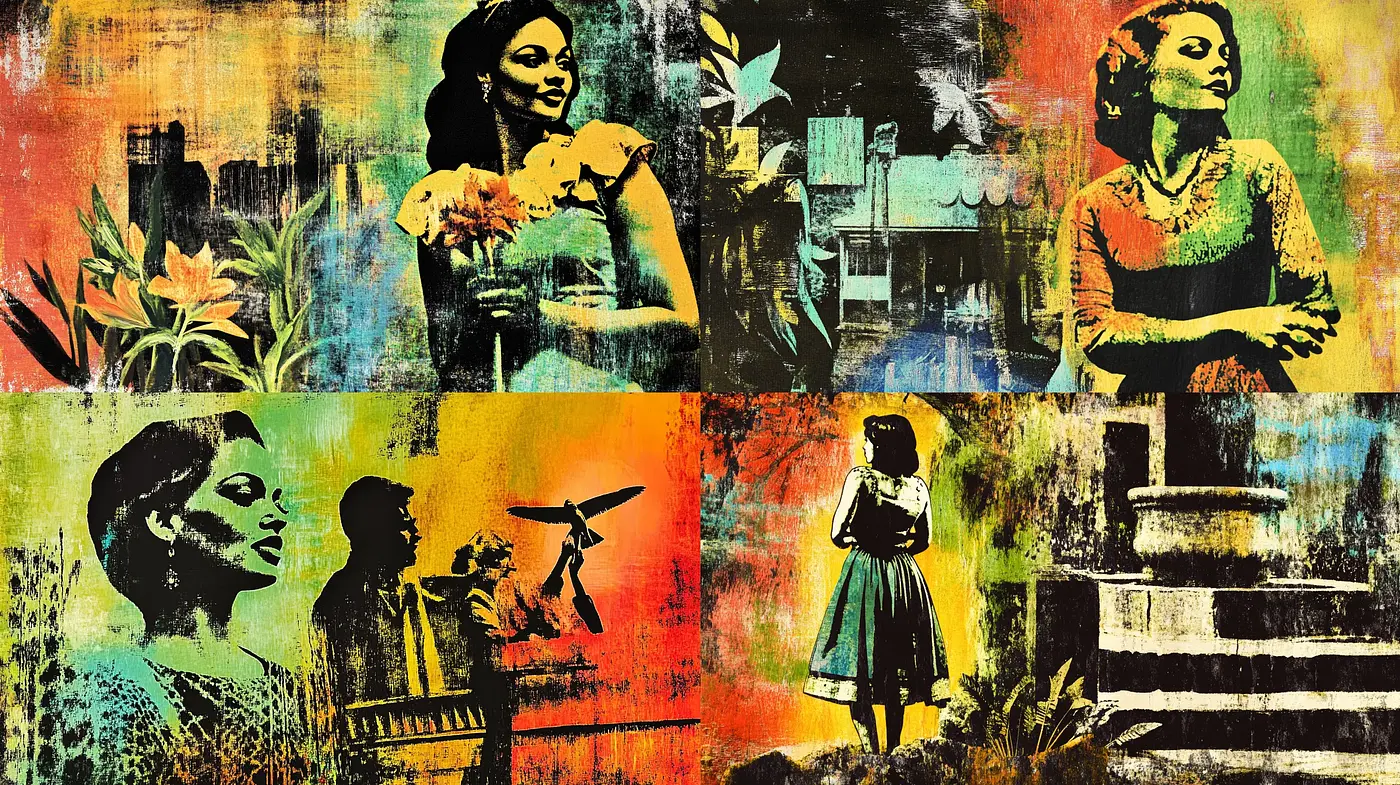 Vibrant Grunge Collage: A Fusion of Street Art and Nostalgic Imagery - Midjourney sref style