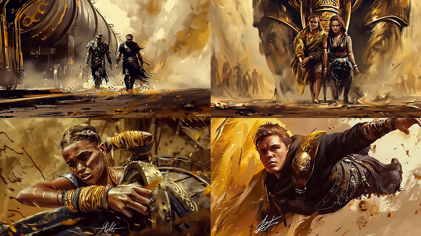 Dynamic Sepia-Toned Action Renderings - Midjourney sref style