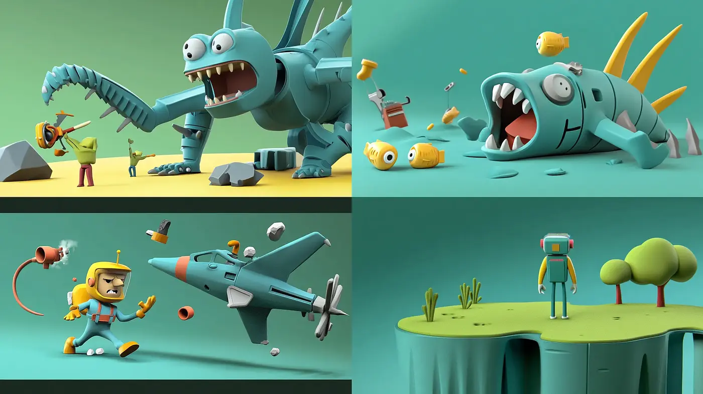 Playful Whimsicality in Three-Dimensional Stylized Imagery - Midjourney sref style