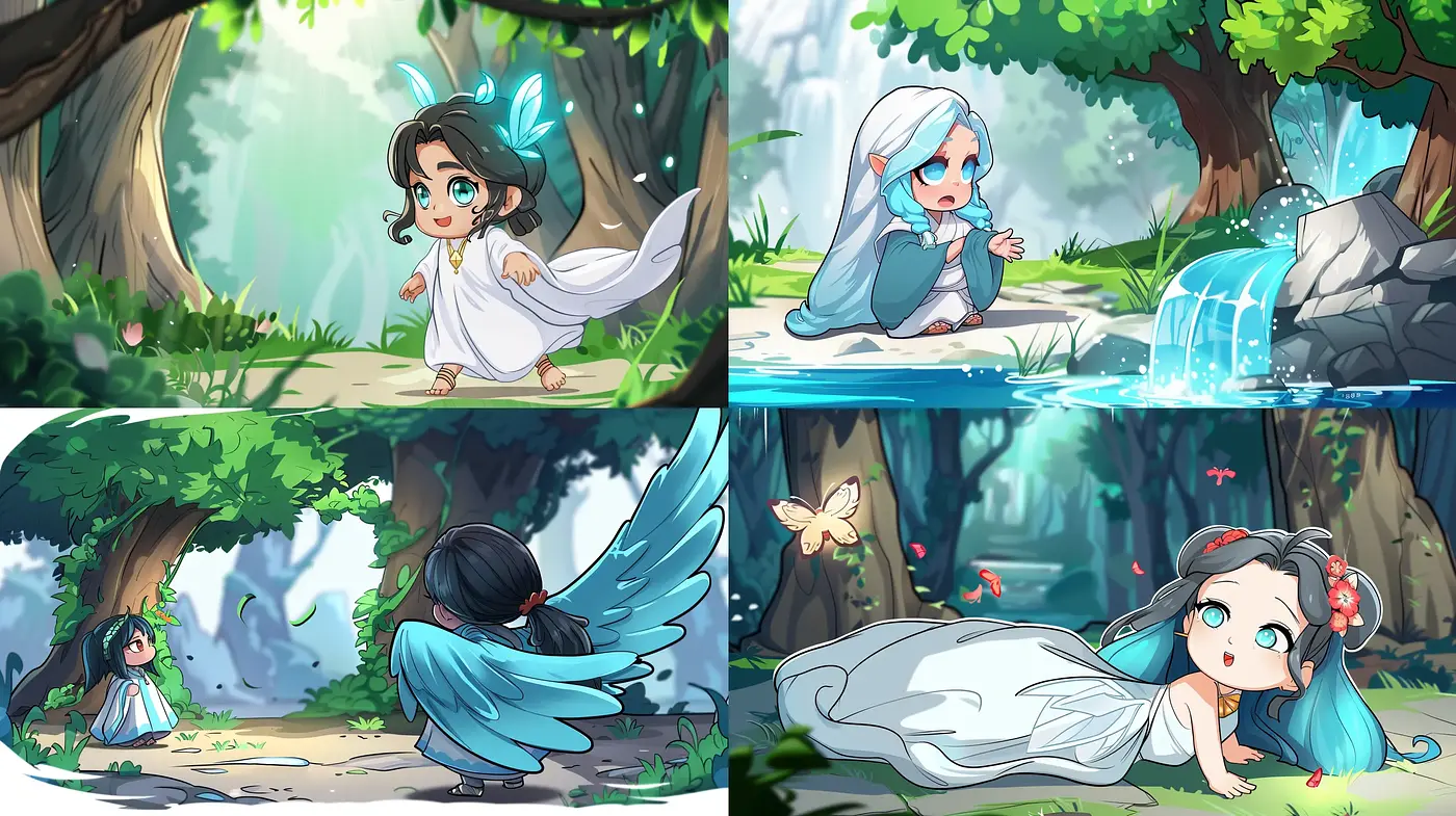 Enchanted Forest Whimsy - A Harmonious Blend of Anime and Storybook Illustration - Midjourney sref style