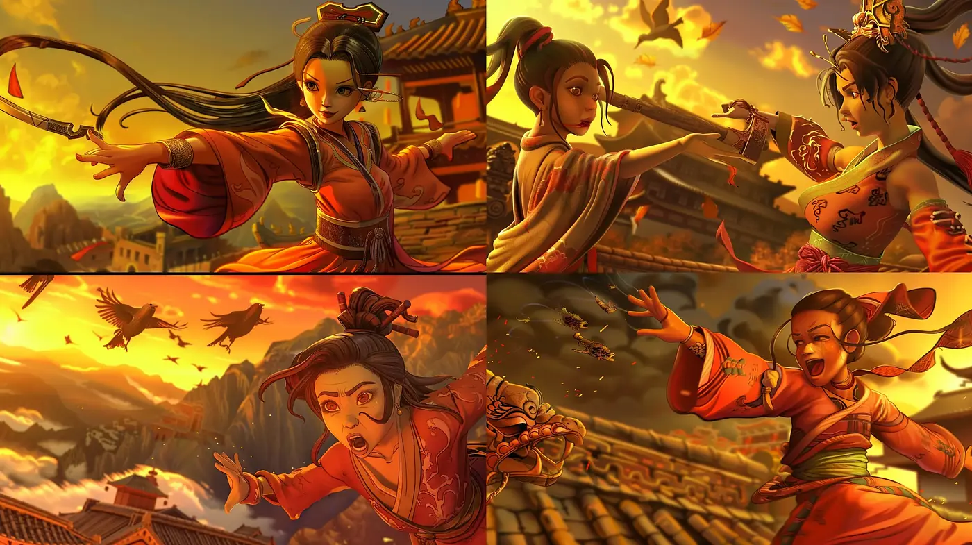 Epic Mythical Dawn: Radiance of an Ancient Eastern Panorama - Midjourney sref style