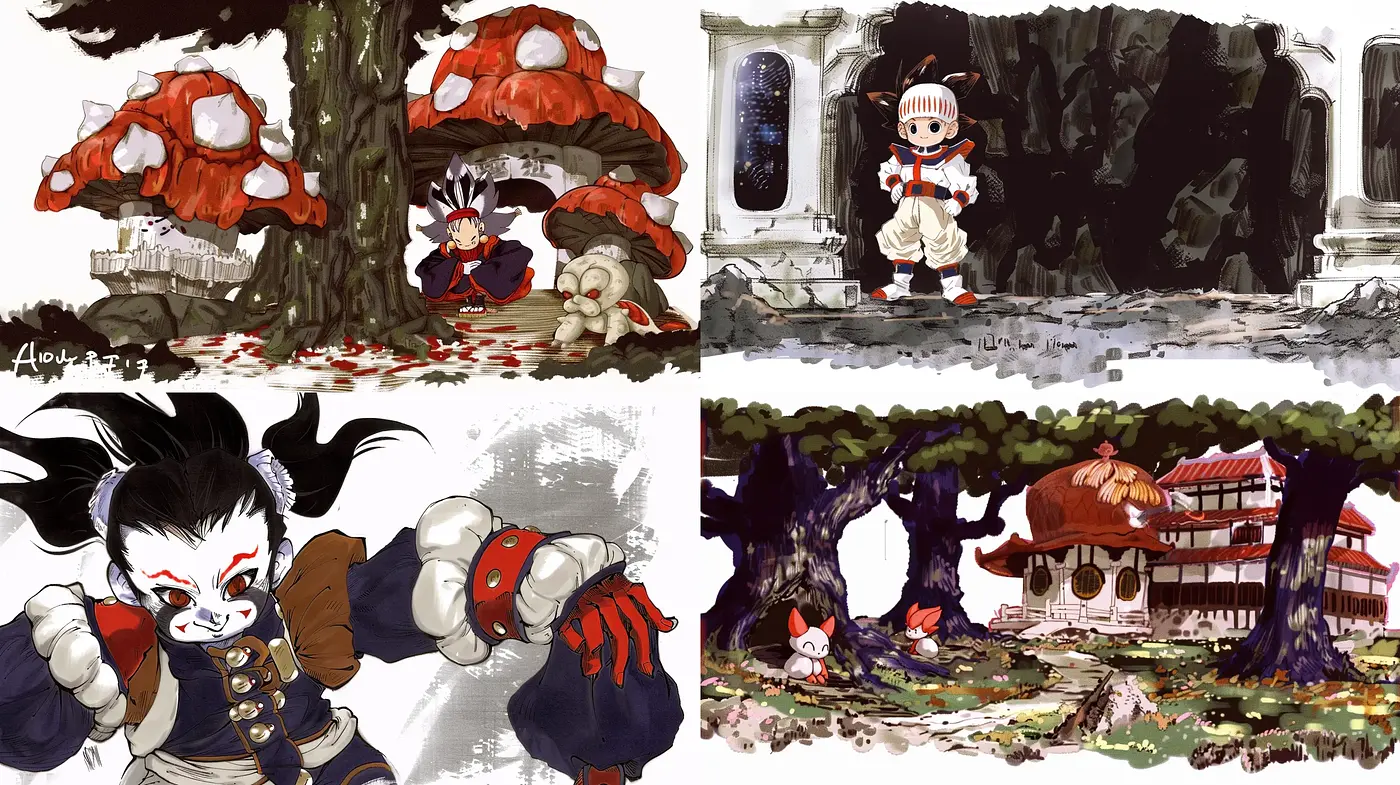 Whimsical Storybook Fusion with a Sprinkling of Edo Period Influence - Midjourney sref style