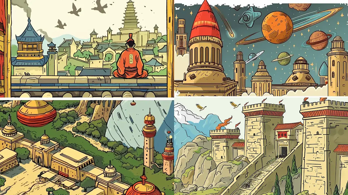 Vibrant and Playful Illustrated Landscapes with a Fantastical Tone - Midjourney sref style