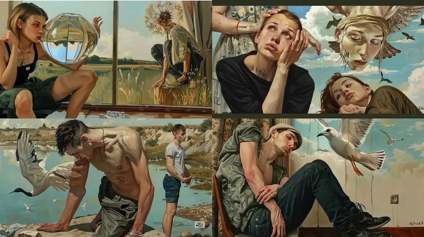 Evocative Surrealism with Emotional Depth and Rich Textures - Midjourney sref style