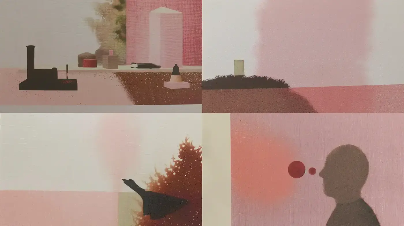 Subtle Pinks with Stylistic Silhouettes and Minimalist Elements - Midjourney sref style