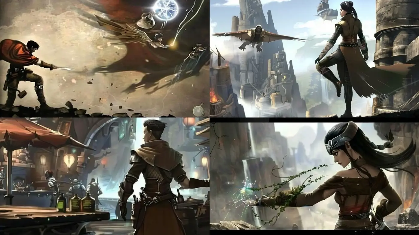 Epic Steampunk Fantasia with Organic Textures - Midjourney sref style