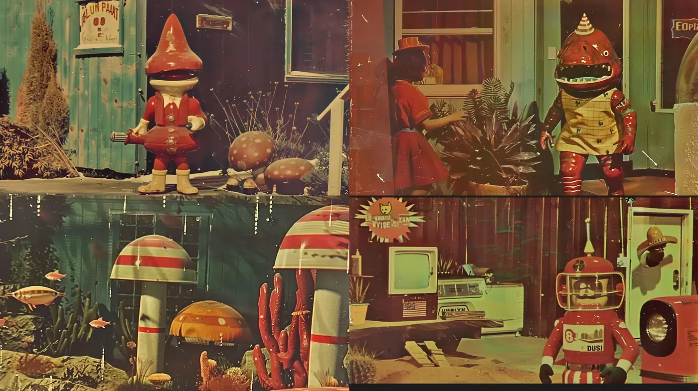 Retrofuturistic Rustic Abandonment: An Exploration in Sepia Tones and Textural Decay - Midjourney sref style