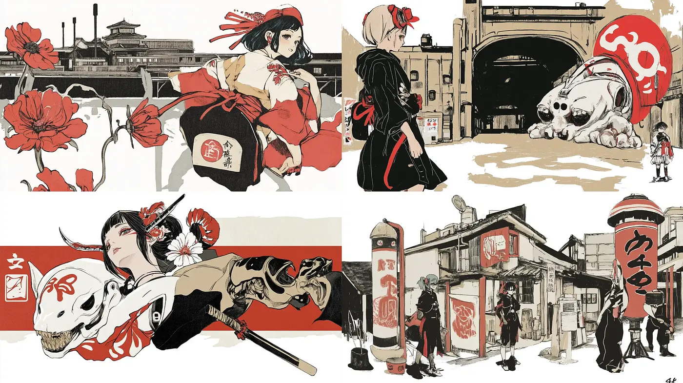 Stylized Edo-Inspired Illustrations With a Modern Graphic Novel Flair - Midjourney sref style