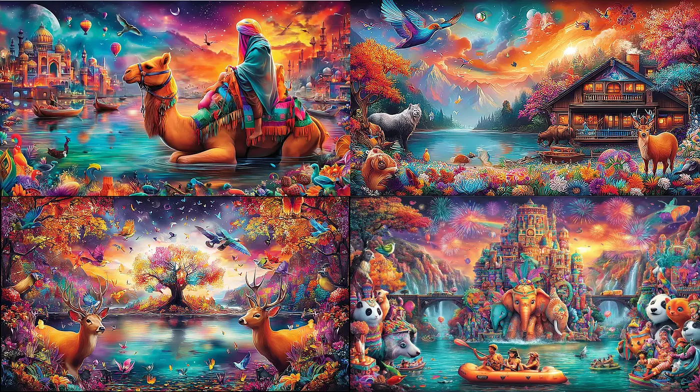 Vibrant and Whimsical Fantasy Landscapes with a Magical Touch - Midjourney sref style