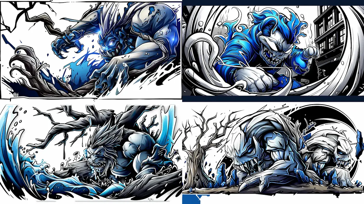 Dynamic and Intense Illustrative Style with Abstract Elements - Midjourney sref style