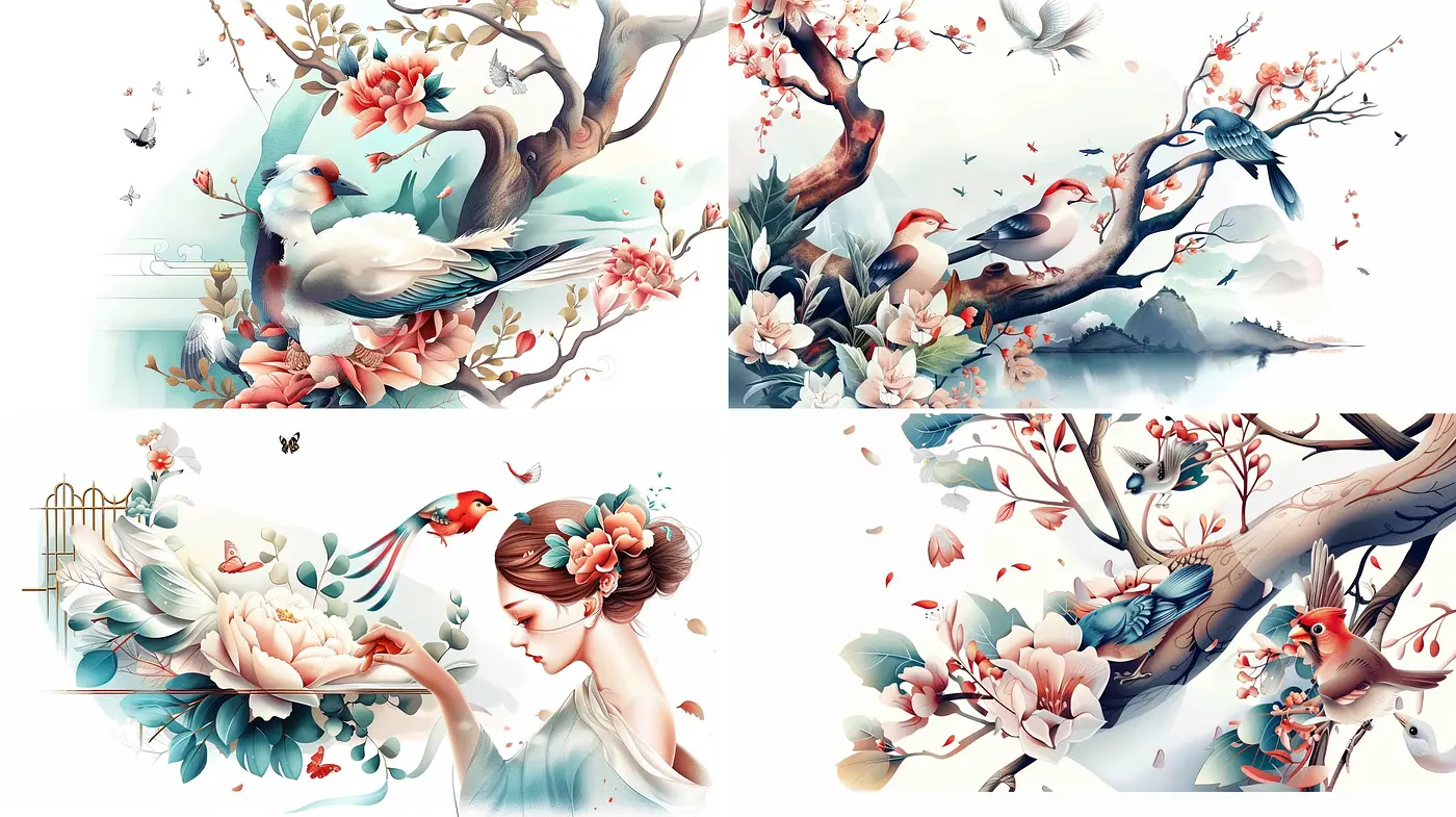 Tranquil Elegance in Nature: A Serene Pastel-Hued Exploration of Flora and Fauna - Midjourney sref style