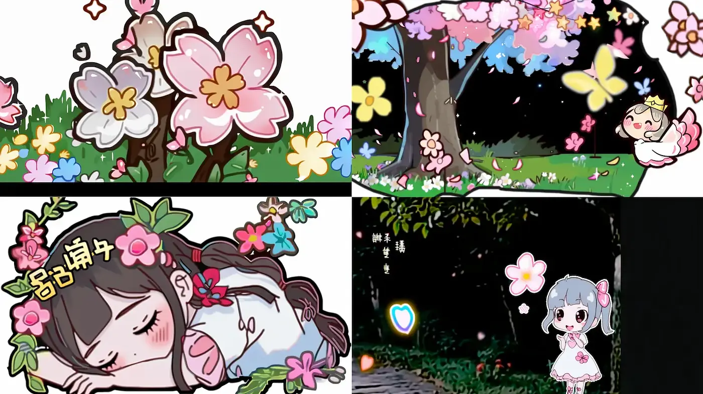 Whimsical and Playful Cartoon Aesthetic Blending Floral Elements - Midjourney sref style