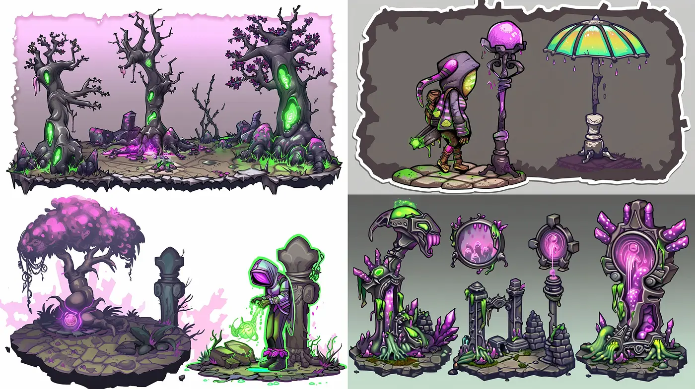 Ethereal Twilight: A Fusion of Muted Violet Hues and Fantastical Sci-Fi Elements - Midjourney sref style