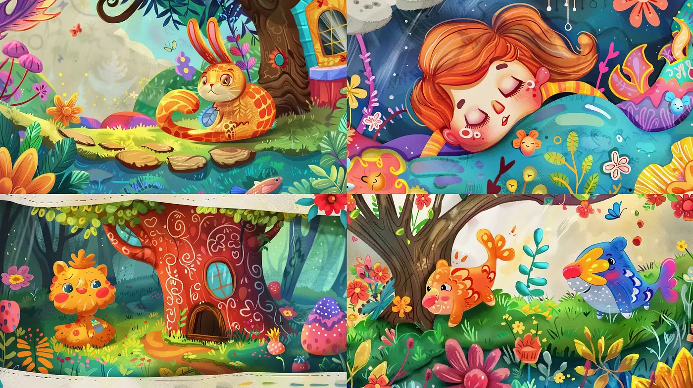 Enchanted Whimsical Garden: A Vivid Tapestry of Storybook Charm - Midjourney sref style