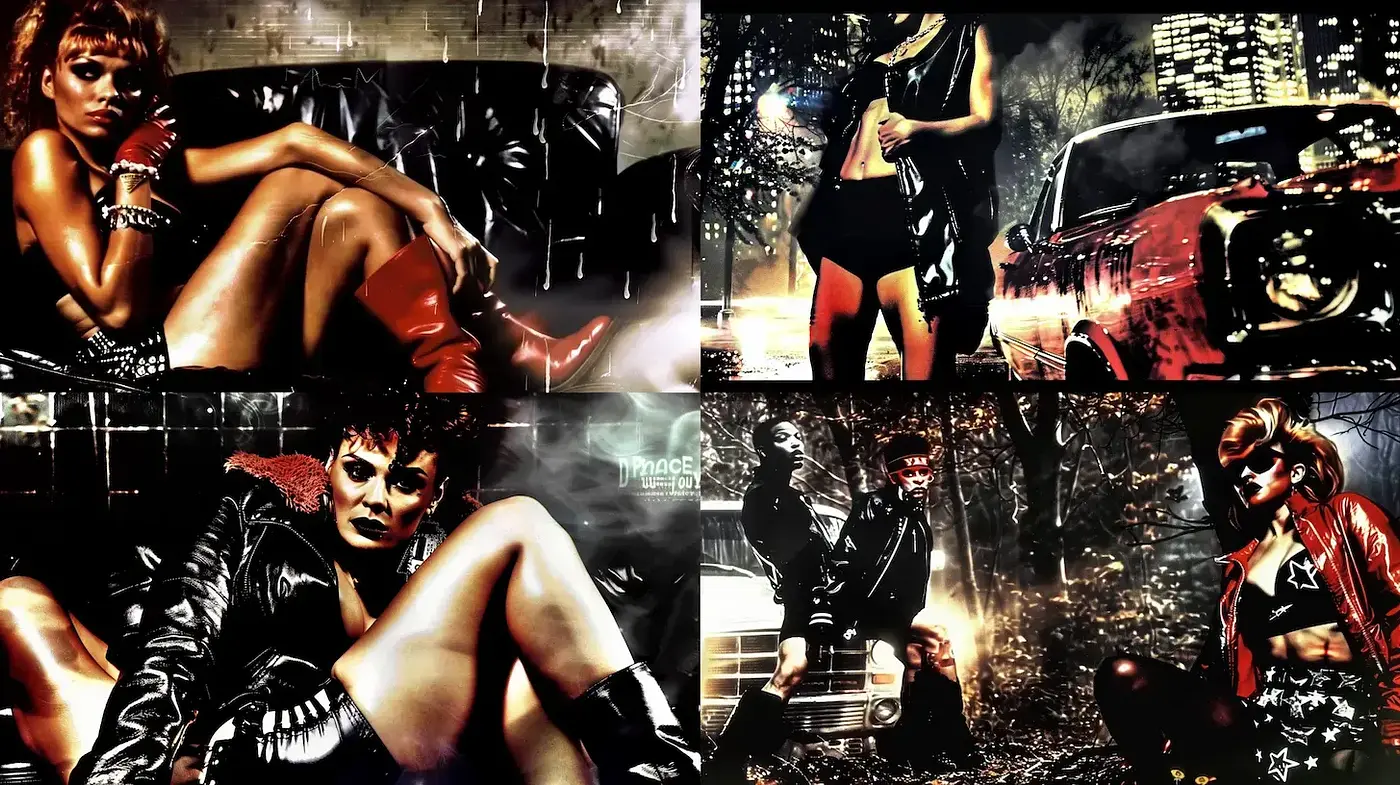 Dramatic urban night scenes with a strong cinematic aesthetic - Midjourney sref style