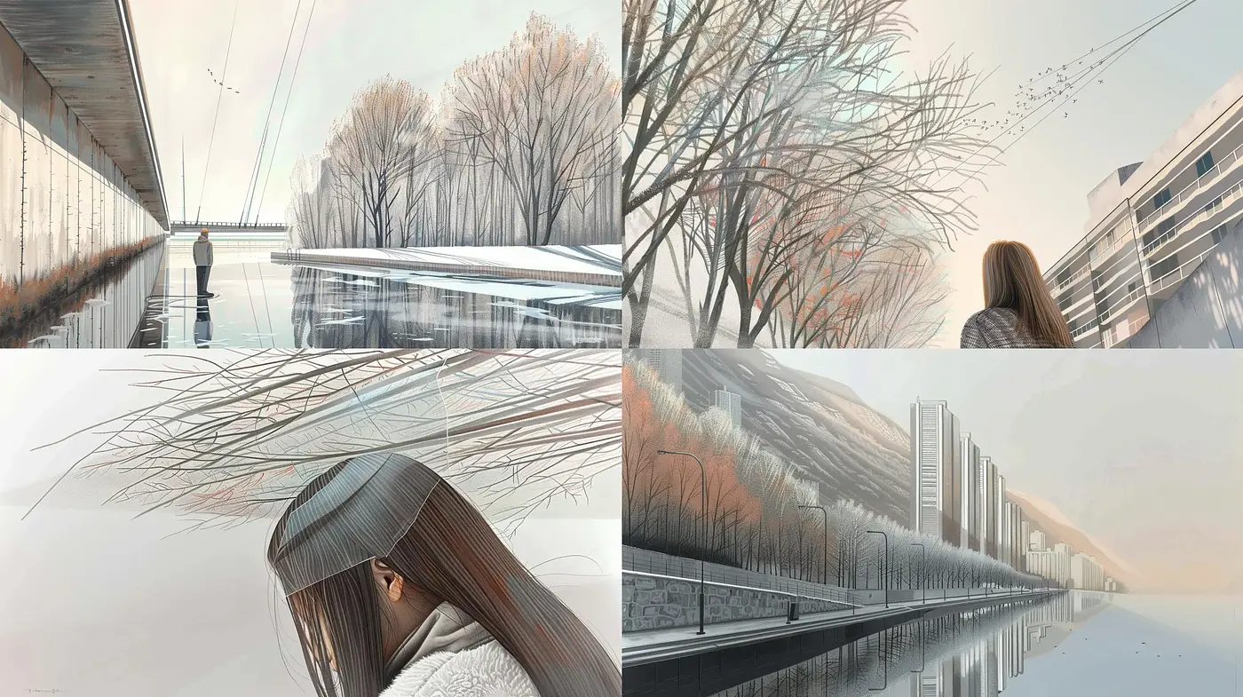 Transient Serenity in Pastel Hues: A Synthesis of Reflective Surfaces and Ethereal Lighting Techniques - Midjourney sref style