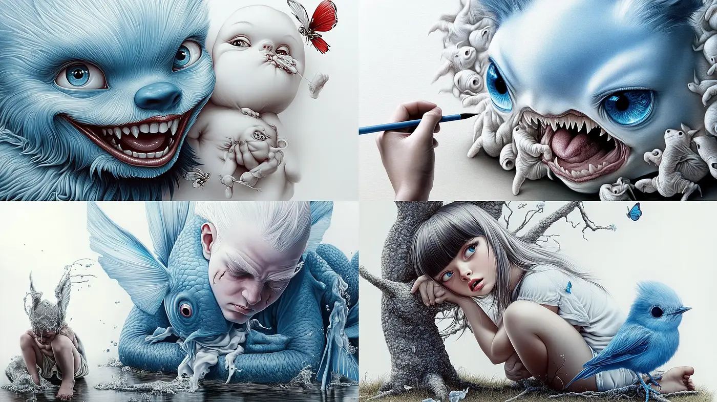 Surreal Fantasy Portraits with a Hyper-Realistic Dreamy Aesthetic - Midjourney sref style