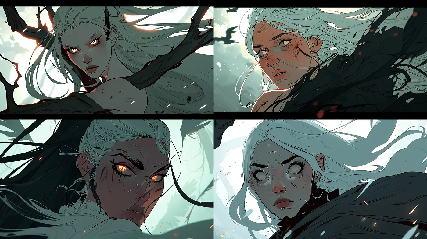 Ethereal Fantasy Portraiture with Dynamic Brushwork and Elemental Mood - Midjourney sref style