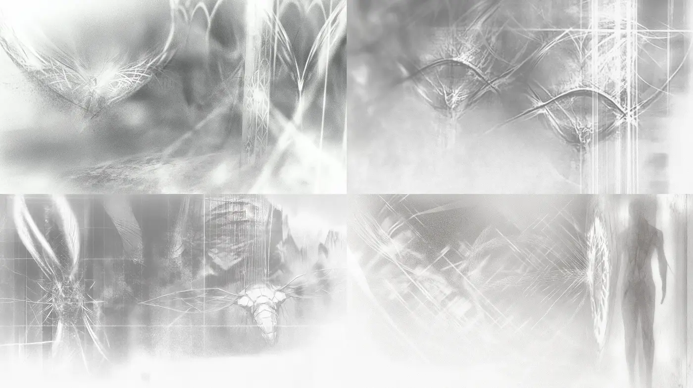 Ethereal Monochrome Visions of Abstract Expressionism - Midjourney sref style