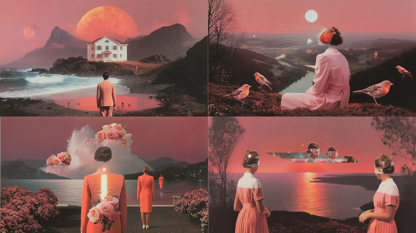 Dreamlike Surrealism with a Retro Aesthetic - Midjourney sref style