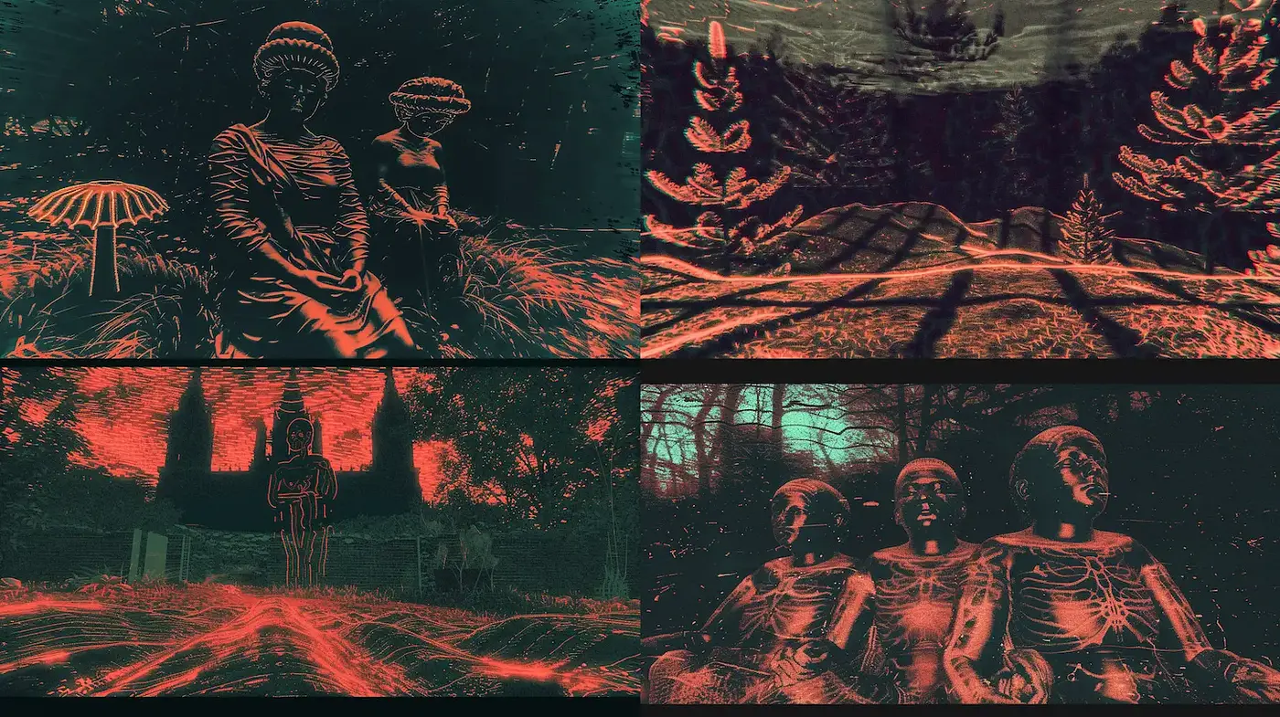Eclectic Fusion of Surreal and Vintage Aesthetics in a Dreamlike Landscape - Midjourney sref style