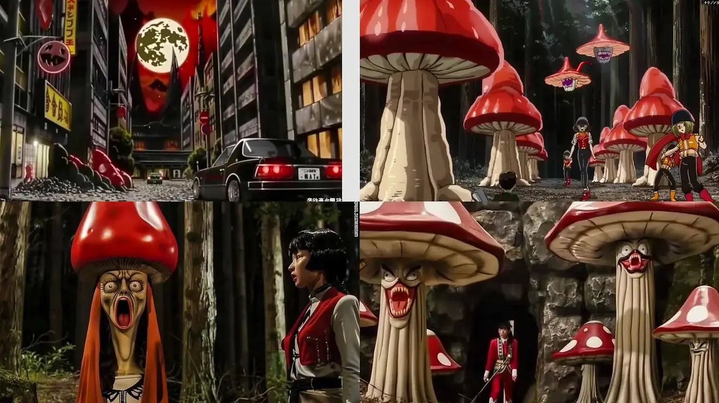 Surreal and vibrant blend of urban and fantasy elements - Midjourney sref style