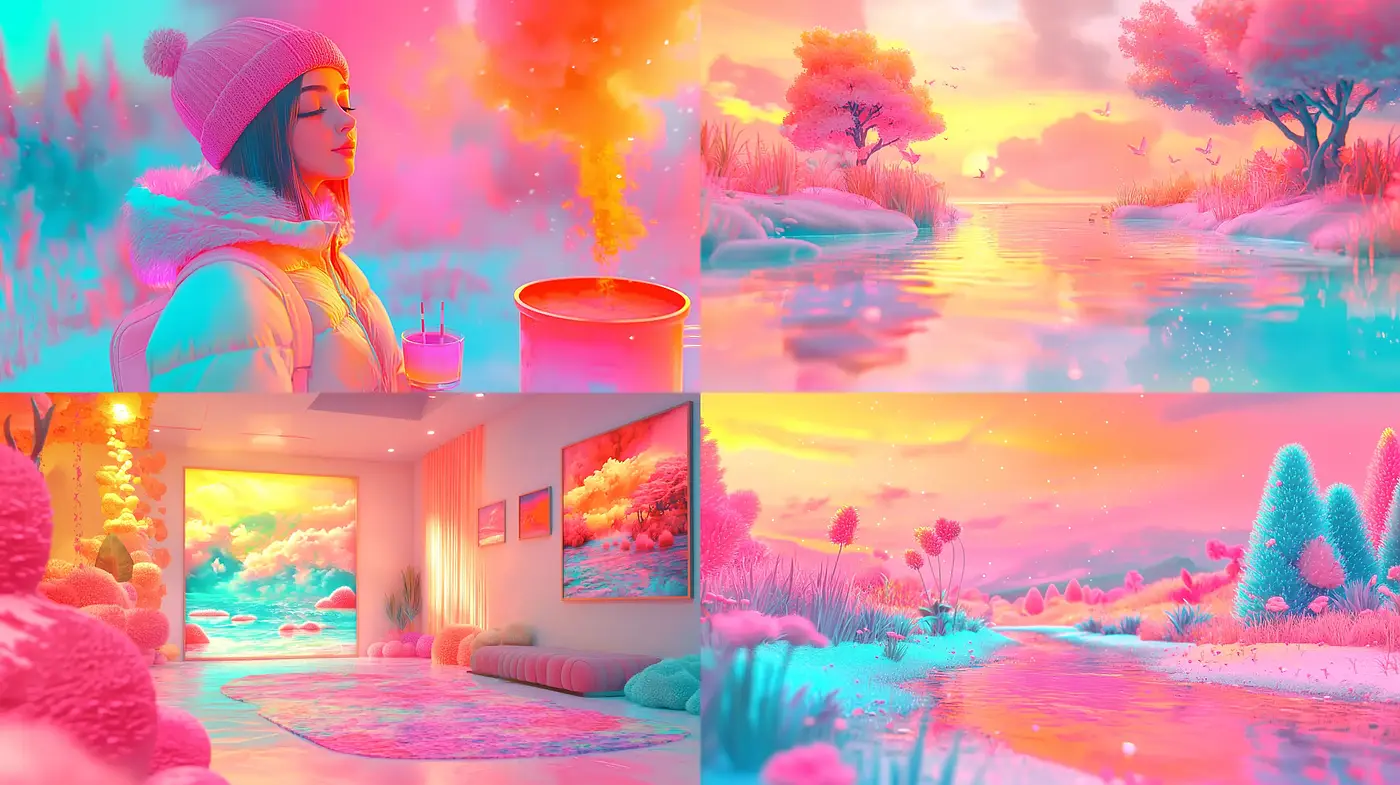 Candy-Colored Dreamscape: A Fusion of Surrealism and Digital Art - Midjourney sref style