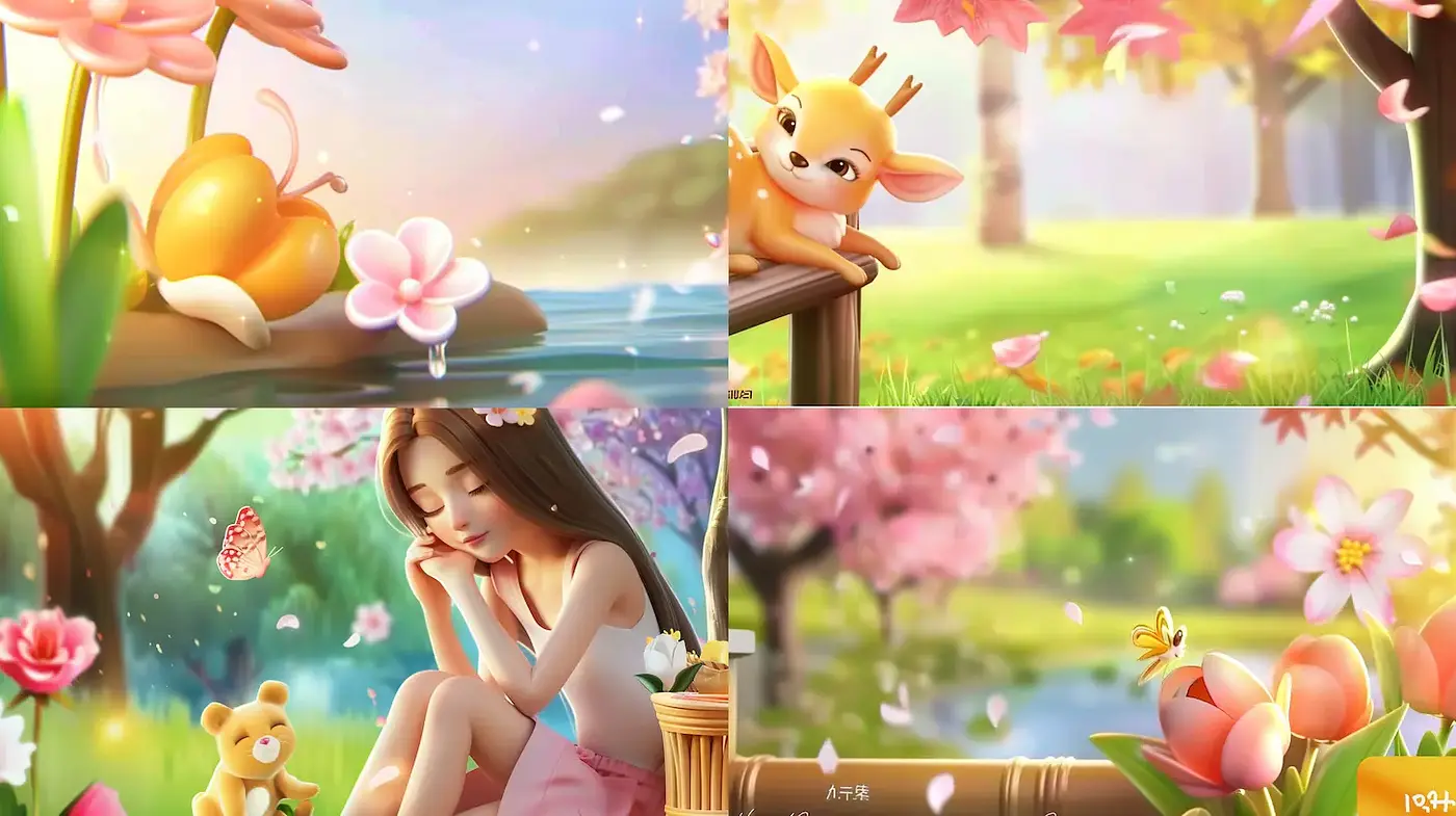 Whimsical and Serene Nature Scenes with a Touch of Playfulness - Midjourney sref style