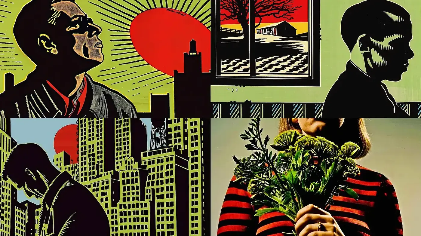 Stylized Pop Art Cinematic Tableaux - Midjourney sref style