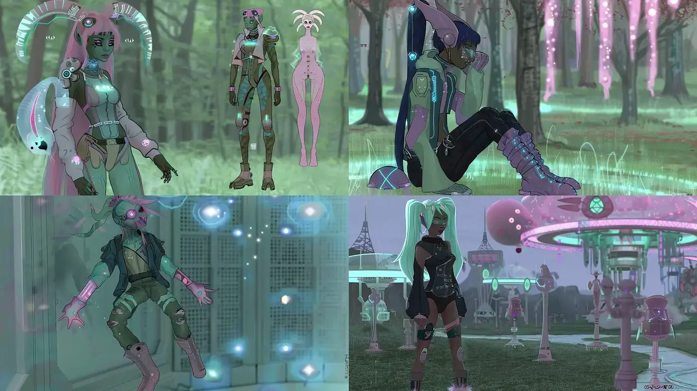 Futuristic Cyberpunk Aesthetics with Neon Accents - Midjourney sref style