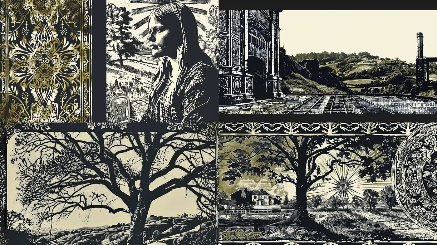 Monochrome Tapestry: A Fusion of Nature and Ornamentation in a Singular Palette - Midjourney sref style