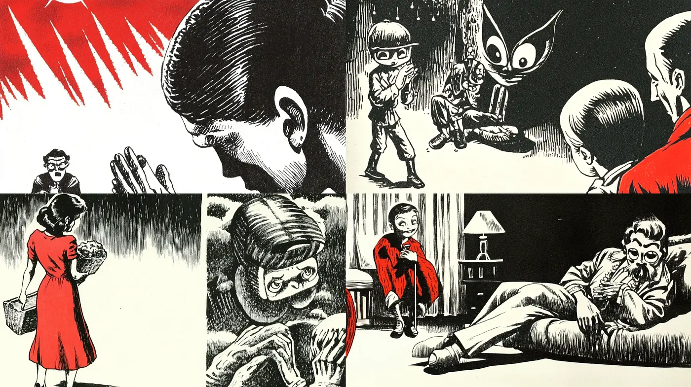 Retro Graphic Novel Panache with Monochromatic Elegance - Midjourney sref style