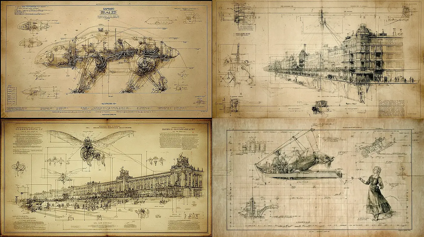 Intricate Steampunk-Inspired Illustrations with a Vintage Aesthetic - Midjourney sref style